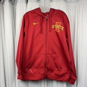 Nike Therma Fit Iowa State Cyclones‎ Full Zip Hoodie Red Men's Large